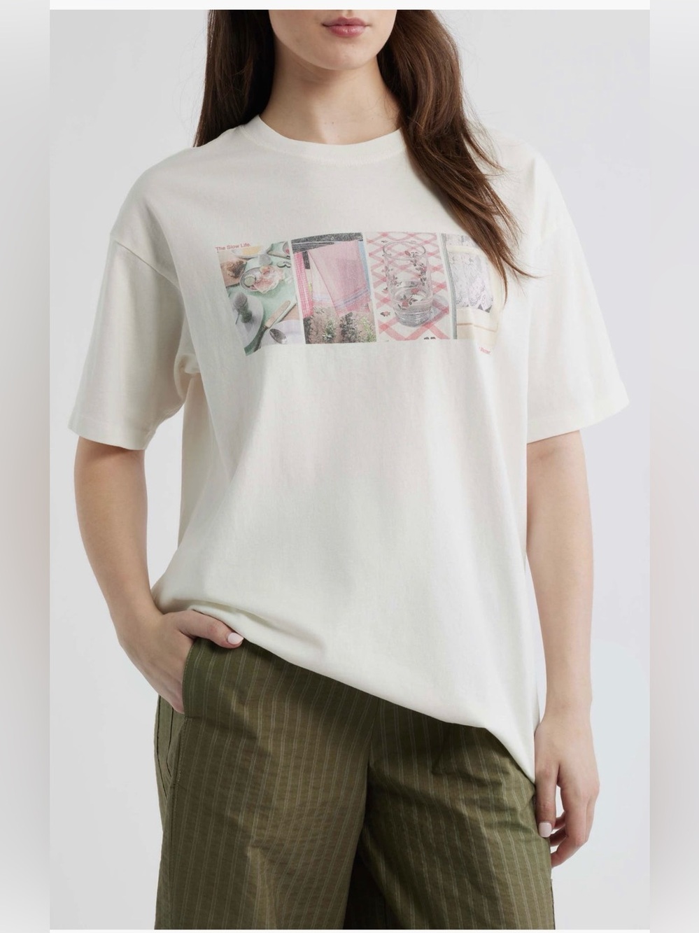 Damson Madder Slow Life Crossword Graphic Tee 4 Ecru Organic Cotton NWT Shirt